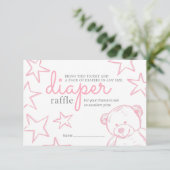 Minimale roze tederband Baby shower diapluer Raffl Kaart (Staand voorkant)