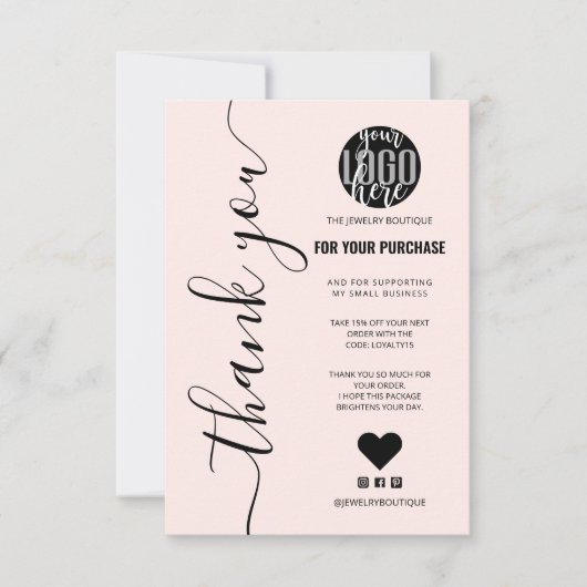 Minimale roze tekenvolgorde Hartelijk dank Bedankkaart (Voorkant)