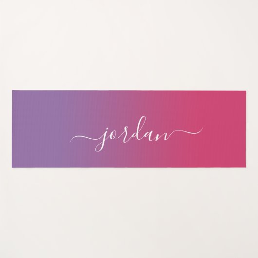 Minimale roze tot Paarse gradiënt witte scriptnaam Yogamat (Voorkant (horizontaal))
