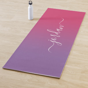 Minimale roze tot Paarse gradiënt witte scriptnaam Yogamat