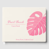 Minimale Roze Tropisch Strand Vakantiehuis Gastenboek (Voorkant)