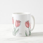 Minimale Roze Tulp Mok | Bloemige Esthetische Kop (Voorkant rechts)