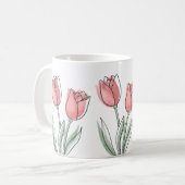 Minimale Roze Tulp Mok | Bloemige Esthetische Kop (Voorkant links)