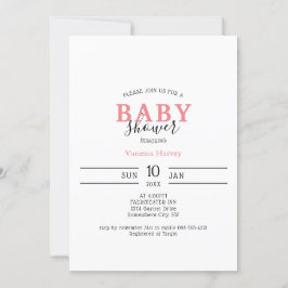 Minimale roze uitnodiging tot Baby shower