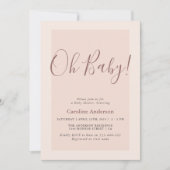 Minimale roze uitnodiging tot Baby shower (Voorkant)