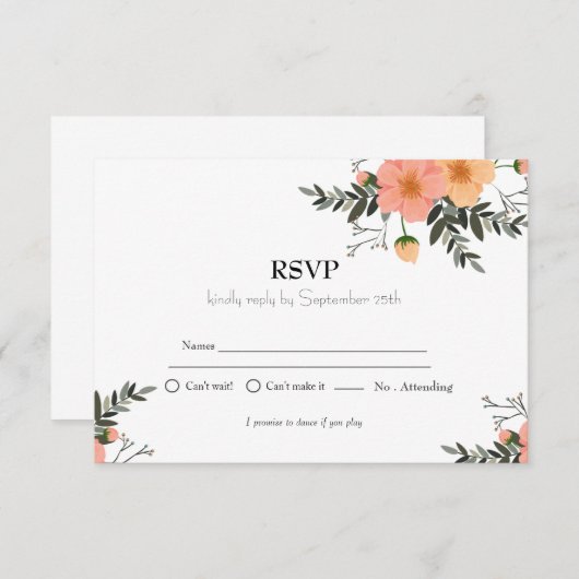 Minimale roze vogelgriep op zaterdag RSVP (Voorkant / Achterkant)