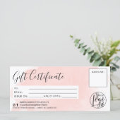 Minimale roze waterverf cadeaubonnen logo (Staand voorkant)