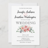 Minimale roze Waterverf Rose Bouquet Aankondiging (Voorkant)