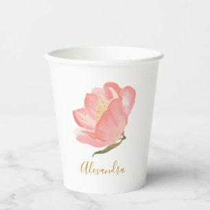 Minimale roze Waterverf ventilator op maat Papieren Bekers