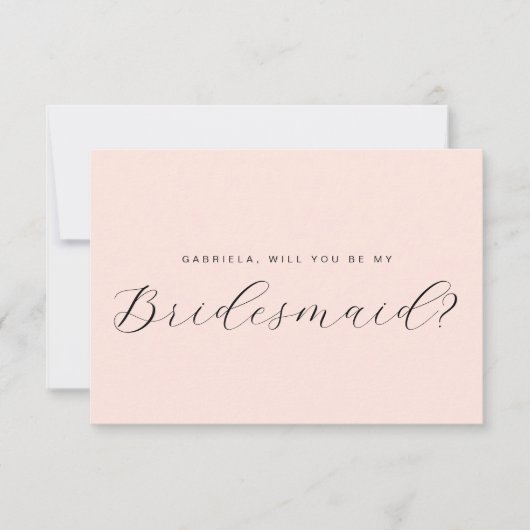 Minimale roze 'wil je mijn bruidsmeisje zijn' uitn kaart (Voorkant)