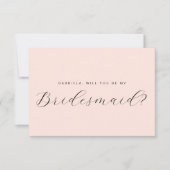 Minimale roze wil je mijn bruidsmeisje zijn voorst kaart (Voorkant)