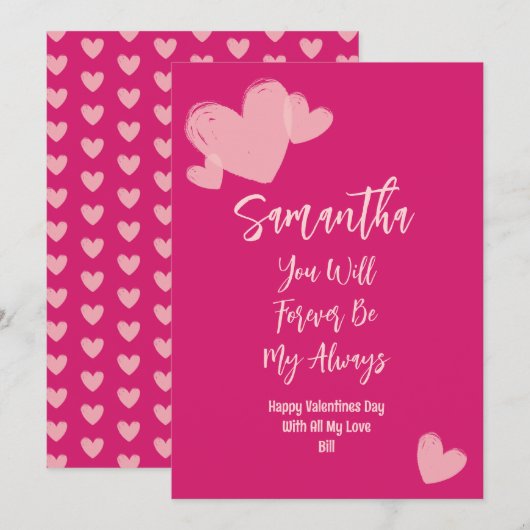 Minimale roze, zoete Valentijn voor volwassenen Feestdagenkaart (Voorkant / Achterkant)