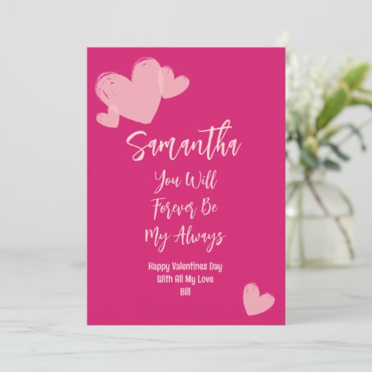 Minimale roze, zoete Valentijn voor volwassenen Feestdagenkaart (Staand voorkant)