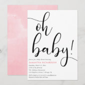 Minimale roze zwarte baby kaart (Voorkant / Achterkant)