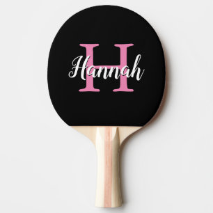Minimale roze zwarte monogram van het Manuscript Tafeltennisbatje