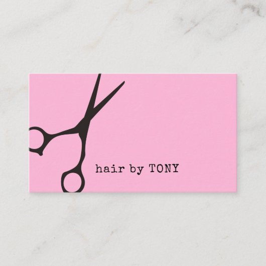 Minimale roze zwarte schaar haarlijst visitekaartje (Voorkant)