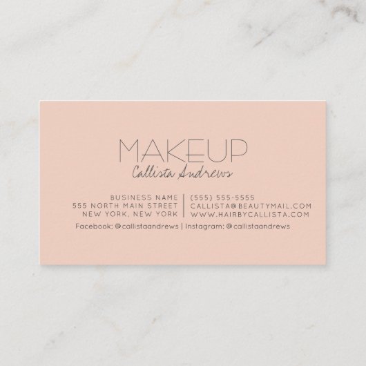 Minimale roze zwarte typografie bij artiesten visitekaartje (Achterkant)