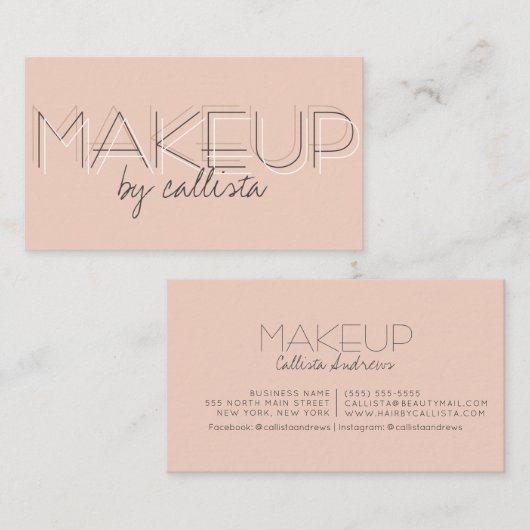 Minimale roze zwarte typografie bij artiesten visitekaartje (Voorkant / Achterkant)