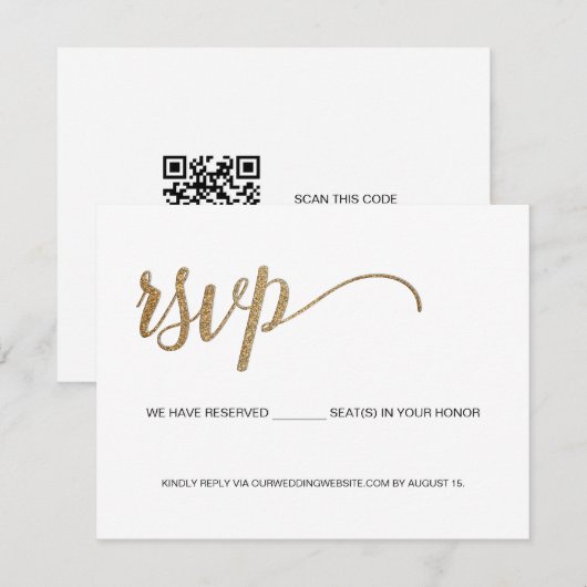 Minimale RSVP Gold Fillable Reserved Seats QR (Voorkant / Achterkant)