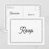 Minimale RSVP-herinneringskaart met scalloped Briefkaart (Voorkant / Achterkant)