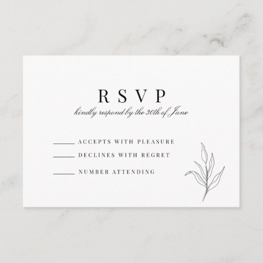 Minimale RSVP-kaart Informatiekaartje (Voorkant)