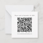 Minimale RSVP-kaart voor moderne bruiloft QR-code- Notitiekaartje (Achterkant)