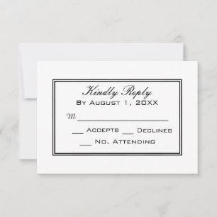 Minimale RSVP-Kaart voor zwart en wit huwelijk RSVP Kaartje