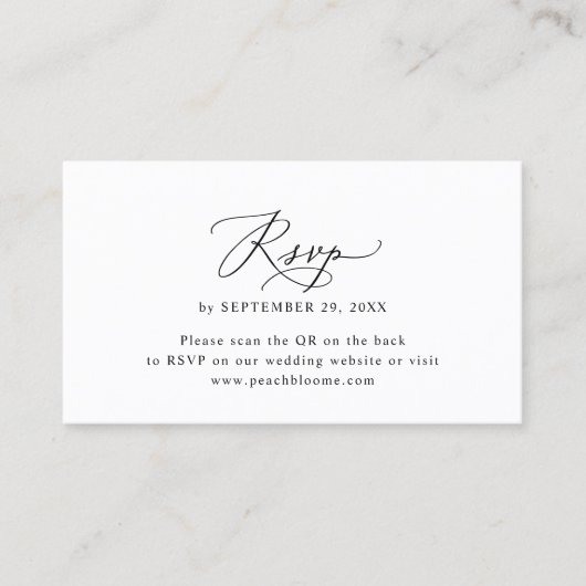 Minimale RSVP-kaarten voor zwarte en witte bruilof Visitekaartje (Voorkant)