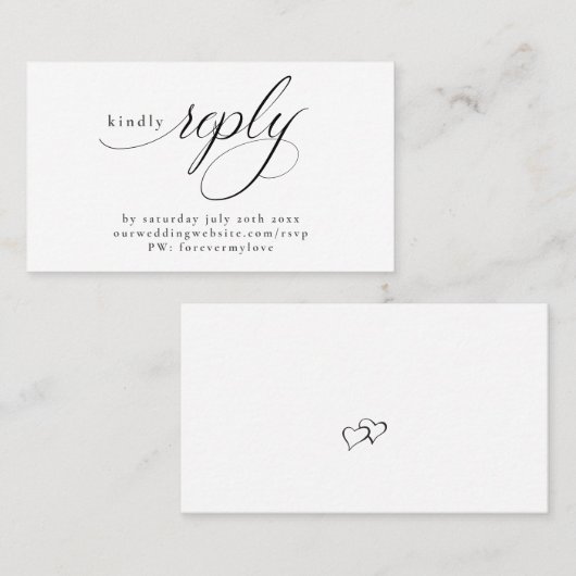 Minimale RSVP voor online respons Visitekaartje (Voorkant / Achterkant)