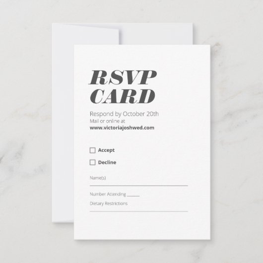 Minimale RSVP zwart-wit Kaartje (Voorkant)