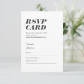 Minimale RSVP zwart-wit Kaartje (Staand voorkant)