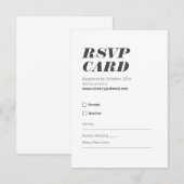 Minimale RSVP zwart-wit Kaartje (Voorkant / Achterkant)
