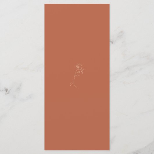 Minimale Rust Peach Fine Art Bloemenbruiloft Menu (Achterkant)