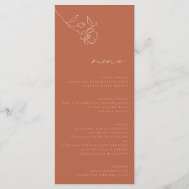 Minimale Rust Peach Fine Art Bloemenbruiloft Menu