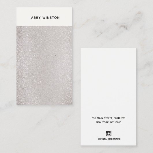 Minimale rusthouder van Taupe Glitter Visitekaartje (Voorkant / Achterkant)