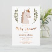 Minimale Rustic Boho Unicorn Baby shower Kaart (Staand voorkant)