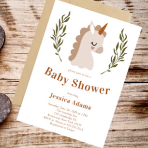 Minimale Rustic Boho Unicorn Baby shower Kaart