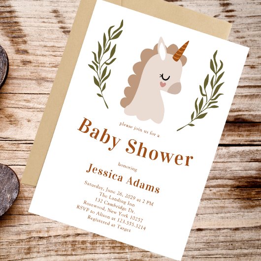 Minimale Rustic Boho Unicorn Baby shower Kaart