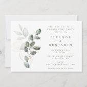 Minimale Rustic Gold Greenery Engagement Party Kaart (Voorkant)
