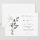 Minimale Rustic Gold Greenery Engagement Party Kaart (Voorkant / Achterkant)