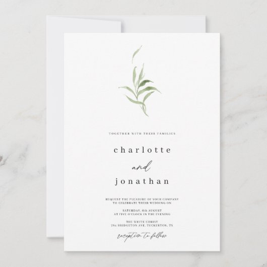 Minimale Rustic Greenery Wedding Kaart (Voorkant)