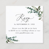 Minimale Rustic Greenery Wedding Rsvp Kaart QR-cod Vierkante Visitekaartje (Voorkant)