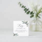 Minimale Rustic Greenery Wedding Rsvp Kaart QR-cod Vierkante Visitekaartje (Staand voorkant)