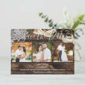 Minimale Rustic Wood Gold Rozen Foto opslaan Datum Kaart (Staand voorkant)