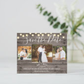 Minimale Rustic Wood & Lichten Foto opslaan Datum (Staand voorkant)