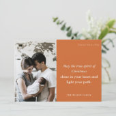 Minimale rustieke 1 foto Roest Dusky Christmas Spi Feestdagenkaart (Staand voorkant)