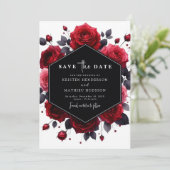 Minimale rustieke Crimson rode bruiloft Save The Date (Staand voorkant)