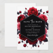 Minimale rustieke Crimson rode bruiloft Save The Date (Voorkant / Achterkant)