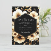 Minimale rustieke gouden en zwarte bruiloft save the date (Staand voorkant)