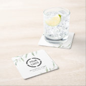 Minimale rustieke groen branded business logo kartonnen onderzetters (Insitu)